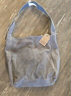 Made In India Gray Genuine Suede Slouchy Hobo Bag